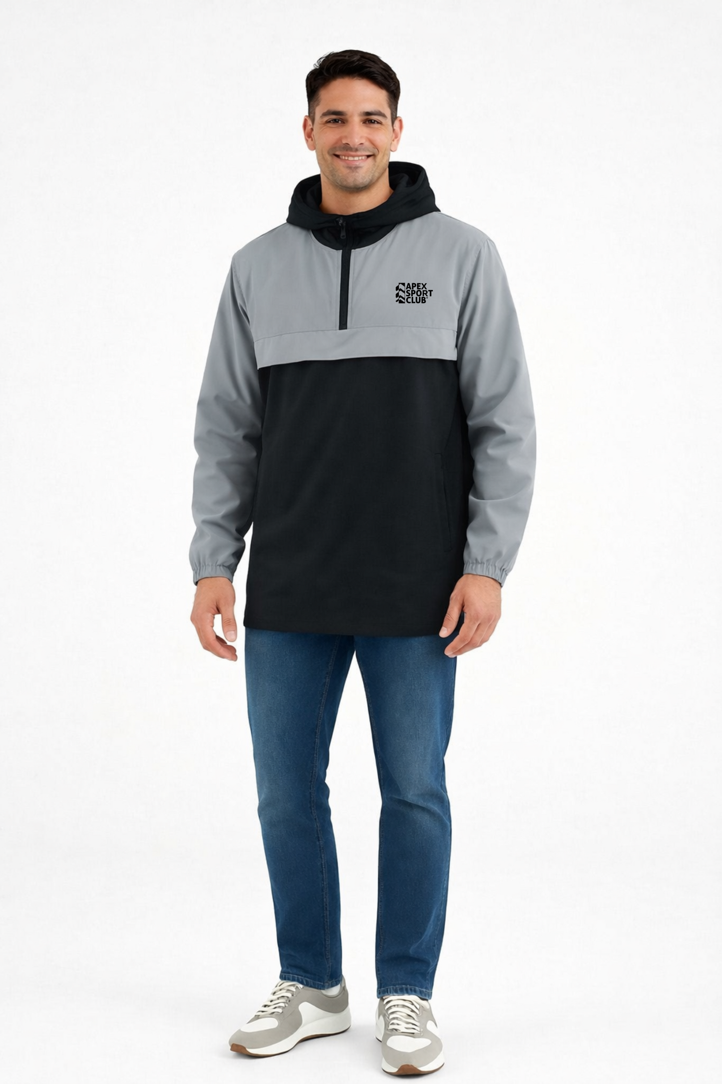 Chaqueta Cortaviento de corte Anorak Gris reflectivo/Negro